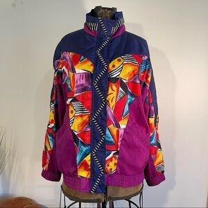 𝅺vintage Y2K Unique Pattern Windbreaker Jacket by LAVON